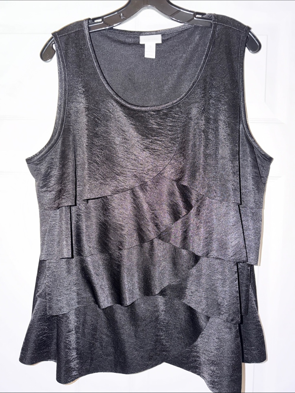 CHICOS Sleeveless Ruffle Layered Tank Top - Black